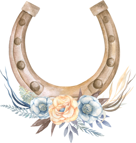 Watercolor horseshoe with floral decoration